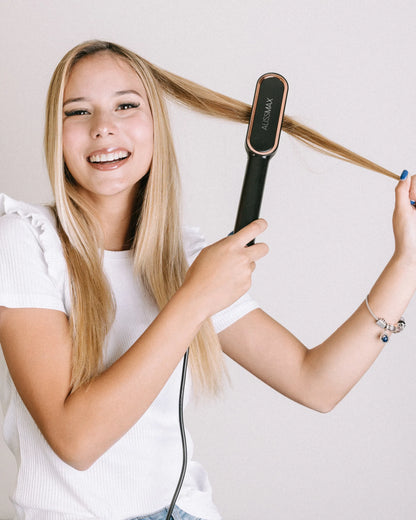 AlissMax™ Premium Ionic Straightening Brush | 1-Year Warranty Included